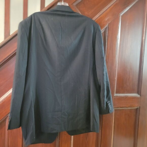 Calvin Klein Mens Wool Single-Breasted Suit Jacket Size 42S Black Pinstripe - Picture 8 of 10